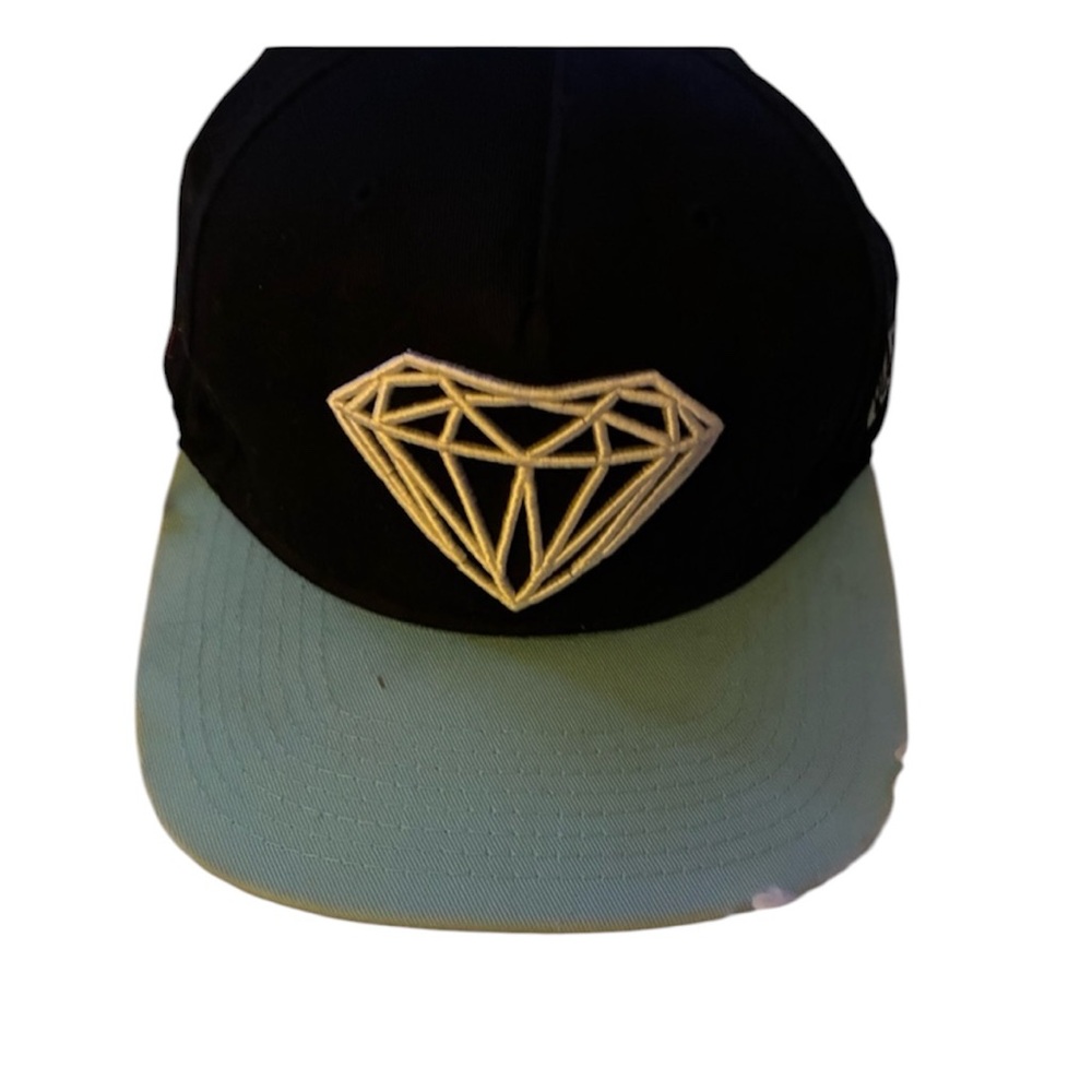 Stylish Black and Blue Hat with Diamond Design